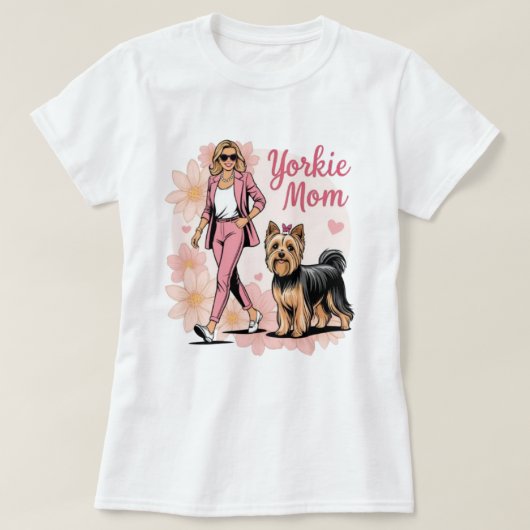 ヨーキーのママ Tシャツ (デザイン正面)