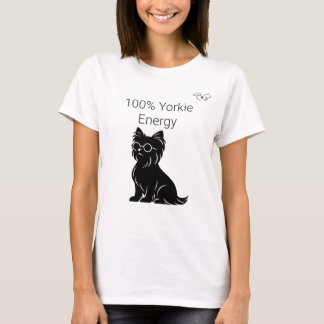 ヨーキーの元気オシャレメガネ犬ママ Tシャツ