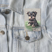 ヨーキーの子犬、ペット 缶バッジ (インサイチュ)