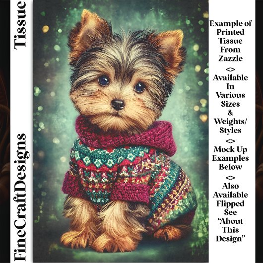 ヨーキーの犬のクリスマススウェターDS2LRデコパージュ 薄葉紙