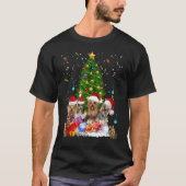ヨーキーの犬の木のクリスマススウェット Xmas ペットアニマル Tシャツ (正面)