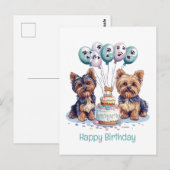 ヨーキーの誕生日おめでとう ポストカード (正面/裏面)