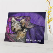 ヨーキーの追悼カード ペットの死を悼む カード (黄色い花)