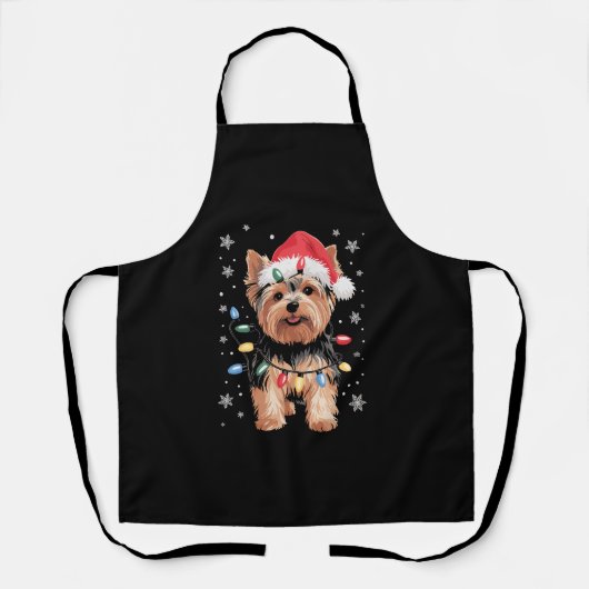 ヨーキークリスマス犬ロングXmasギフト エプロン (正面)