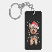 ヨーキークリスマス犬ロングXmasギフト キーホルダー (正面左)