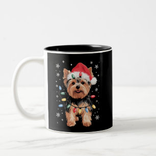 ヨーキークリスマス犬ロングXmasギフト ツートーンマグカップ
