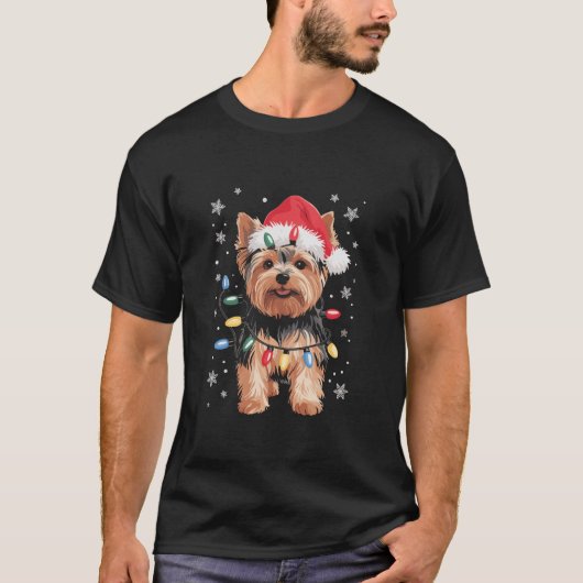 ヨーキークリスマス犬ロングXmasギフト Tシャツ (正面)