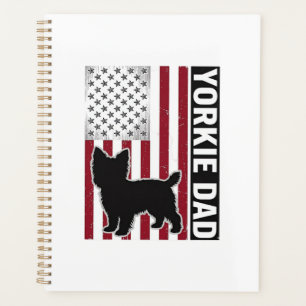 ヨーキーパパ愛国ビンテージ風のプリントの犬Tシャツ D プランナー手帳