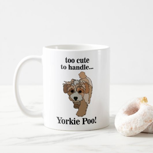 ヨーキープー かわいい犬 コーヒーマグカップ (ドーナツ)