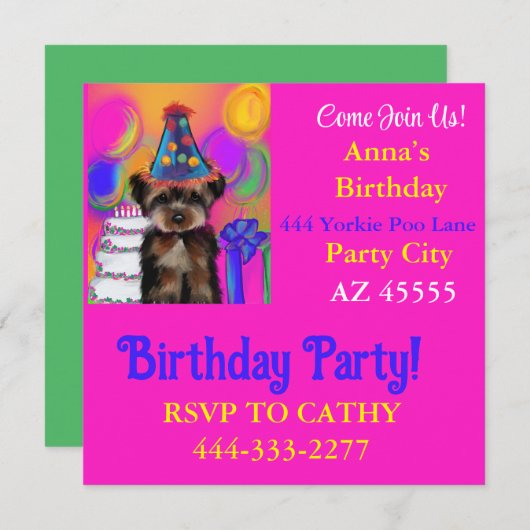 ヨーキープー パーティー 招待状 (正面/裏面)