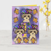 ヨーキープー マーディグラス カード (黄色い花)