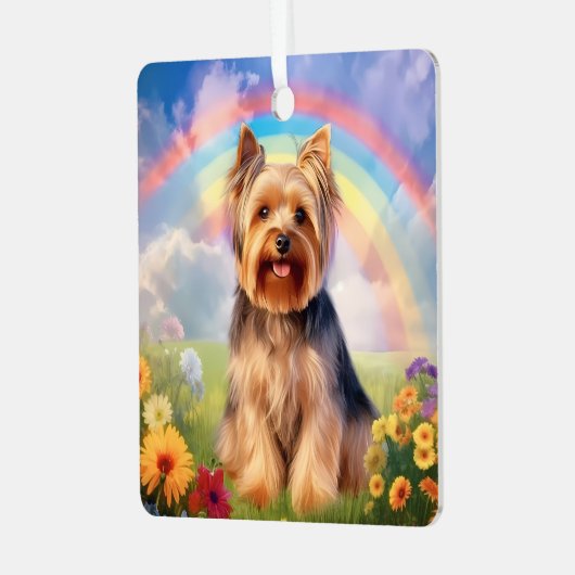 ヨーキーメモリアルカスタム ヨークシャーテリア 犬の名前 メタルオーナメント (正面左)