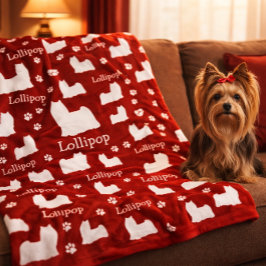 ヨーキーヨークシャテリア犬 赤 オリジナル 犬用ブランケット フリースブランケット