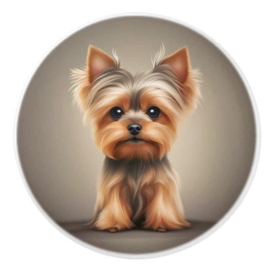 ヨーキーヨークシャテリア かわいい 犬 子犬 セラミックノブ (正面)