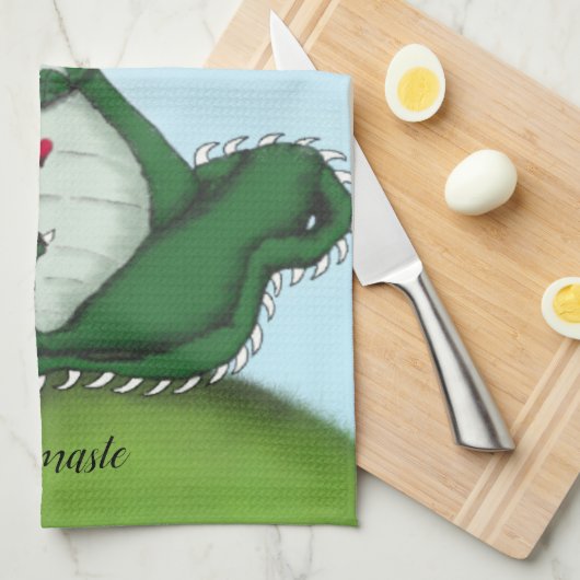 ヨーギおもしろいドラゴン絵画ズ キッチンタオル (四つ折り)