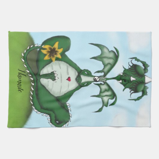 ヨーギおもしろいドラゴン絵画ズ キッチンタオル (横)