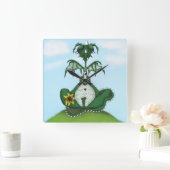 ヨーギおもしろいドラゴン絵画ズ スクエア壁時計 (ホーム)