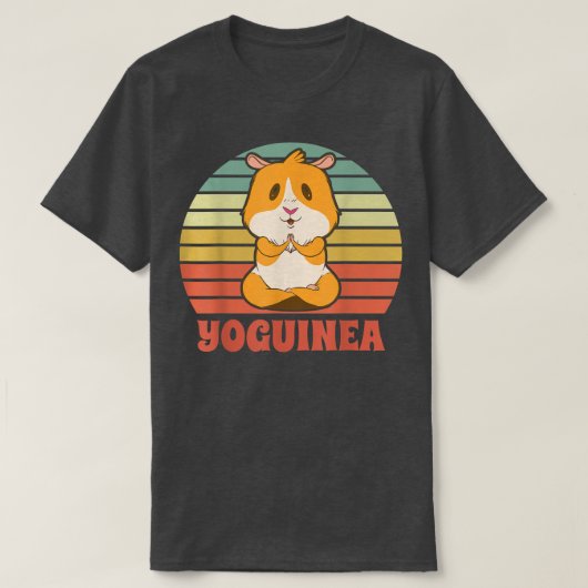 ヨーギニアかわいいモルモット齧歯動物ペットヨガメディテーション Tシャツ (デザイン正面)