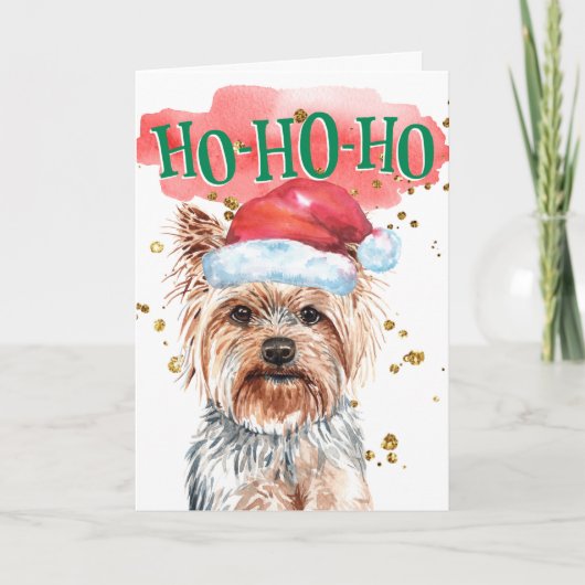 ヨークおもしろいシャーのテリアサンタハヤッピー休日 シーズンカード (正面)