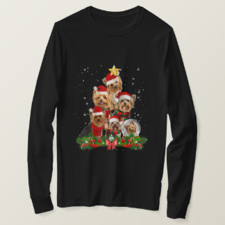 ヨークおもしろいシャーテリア犬クリスマスツリー Tシャツ