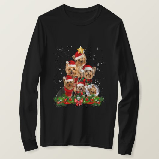 ヨークおもしろいシャーテリア犬クリスマスツリー Tシャツ (デザイン正面)