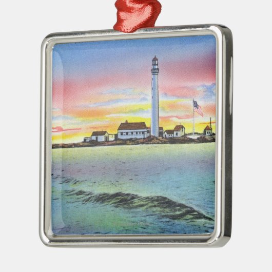 ヨークからの利益の島そして灯台の眺め メタルオーナメント (左)