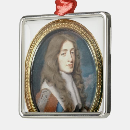 ヨークの公爵としてジェイムズ二世、1661年のミニチュア メタルオーナメント (左)