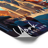 ヨークイングランドヴィンテージ旅行イラストレーション ポスター (角)