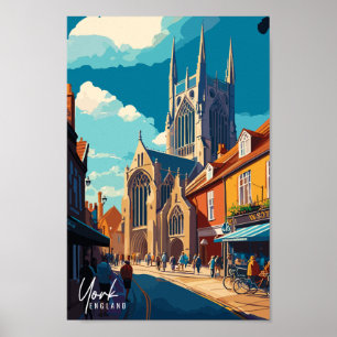 ヨークイングランドヴィンテージ旅行イラストレーション ポスター