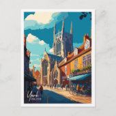 ヨークイングランドヴィンテージ旅行イラストレーション ポストカード (正面)