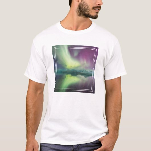 ヨークサルスラン氷河湖のオーロラ Tシャツ (正面)