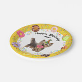 ヨークシャおもしろいー·テリアー·ドグ·ドーナツ誕生日パーティー ペーパープレート (アングル)