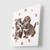 ヨークシャのかわいい子犬 スクエア壁時計 (傾斜)