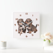 ヨークシャのかわいい子犬 スクエア壁時計 (ホーム)