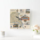 ヨークシャの地図: 東の乗馬 スクエア壁時計 (ホーム)