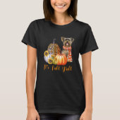 ヨークシャテリアのひょう柄のかぼちゃの秋 Tシャツ (正面)