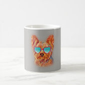 ヨークシャテリアのカラフルなヨークシャーテリアのネオン犬 コーヒーマグカップ (中央)