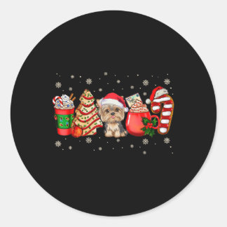 ヨークシャテリアのクリスマスパジャマ コーヒーラテ マグ Xmas ラウンドシール