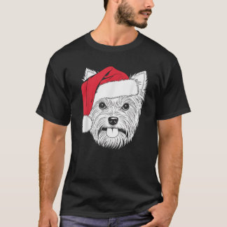 ヨークシャテリアのサンタ犬 クリス ヨーキー 可愛い Tシャツ
