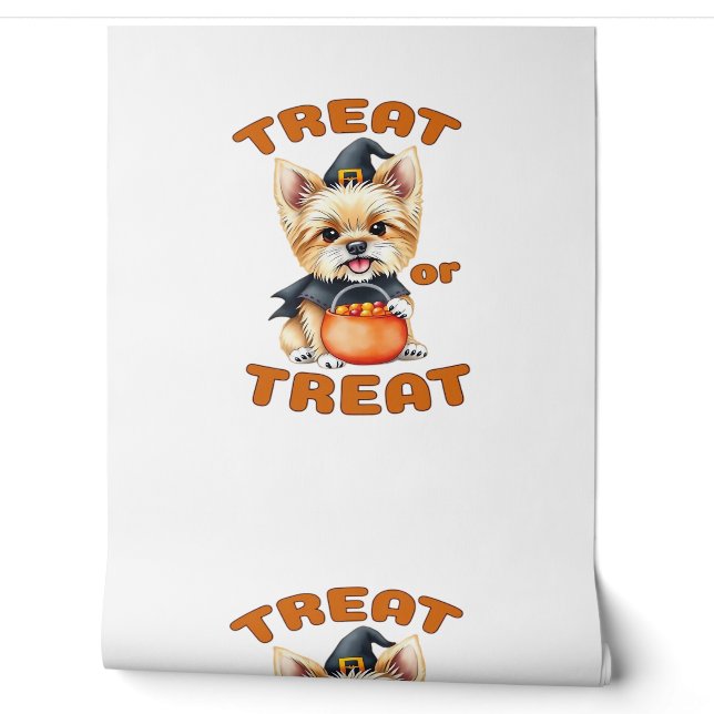 ヨークシャテリアのハロウィン犬のコスチューム お菓子をちょうだい 壁紙 (ほどく)
