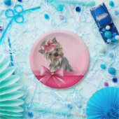 ヨークシャテリアのピンクのプリンセスのヨークシャーテリアの小犬 ペーパープレート (パーティー)