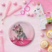 ヨークシャテリアのピンクのプリンセスのヨークシャーテリアの小犬 ペーパープレート (パーティー)