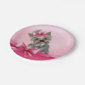 ヨークシャテリアのピンクのプリンセスのヨークシャーテリアの小犬 ペーパープレート (アングル)