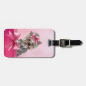 ヨークシャテリアのピンクのプリンセスのヨークシャーテリアの小犬 ラゲッジタグ (正面横)