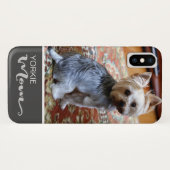 ヨークシャテリアのヨークシャーテリアのお母さんはあなたの犬の写真を加えます Case-Mate iPhoneケース (裏面(横))