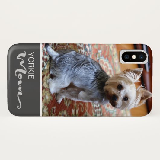 ヨークシャテリアのヨークシャーテリアのお母さんはあなたの犬の写真を加えます Case-Mate iPhoneケース (裏面(横))