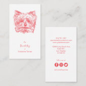 ヨークシャテリアのヴィンテージの名刺-ピンク 名刺 (正面/裏面)