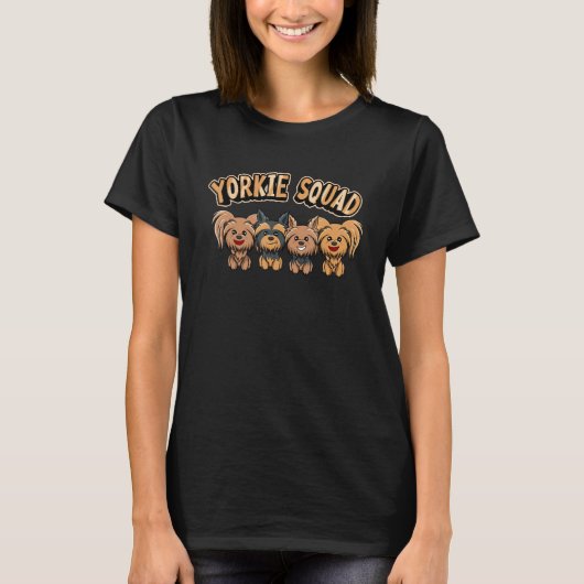 ヨークシャテリアの仲間たち 面白いヨークシャテリア 犬 Tシャツ (正面)