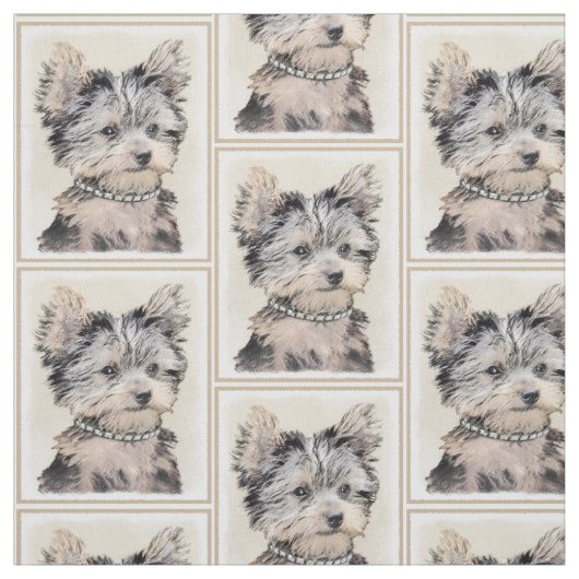 ヨークシャテリアの子犬の絵画元の犬の芸術 ファブリック (見本)