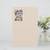 ヨークシャテリアの子犬の絵画元の犬の芸術 便箋 (スタンド正面)